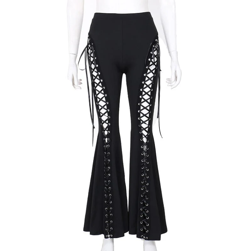 Shadowbound Lace-Up Flared Trousers