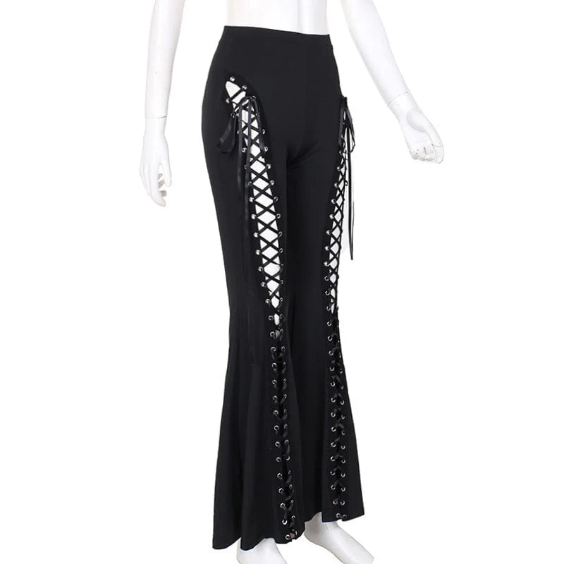 Shadowbound Lace-Up Flared Trousers