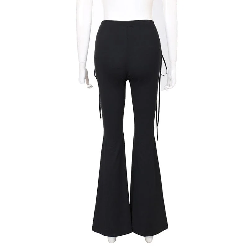 Shadowbound Lace-Up Flared Trousers