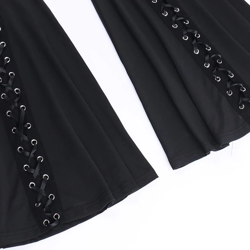 Shadowbound Lace-Up Flared Trousers