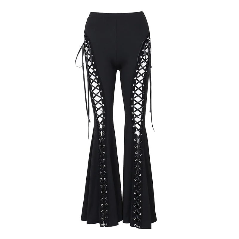 Shadowbound Lace-Up Flared Trousers